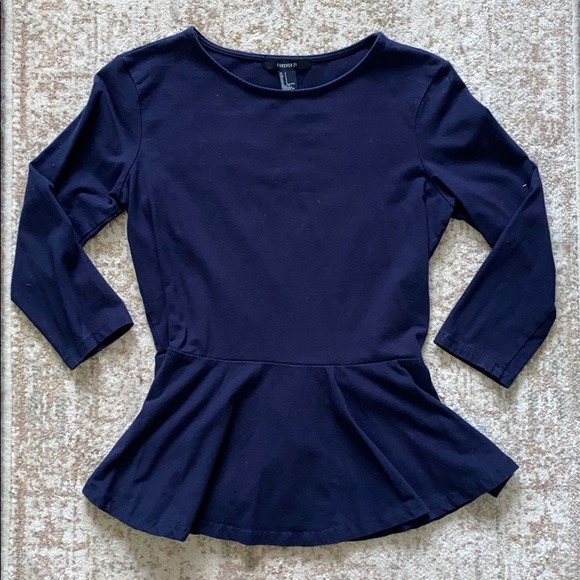 Forever 21 Tops - Navy Blue Peplum Top